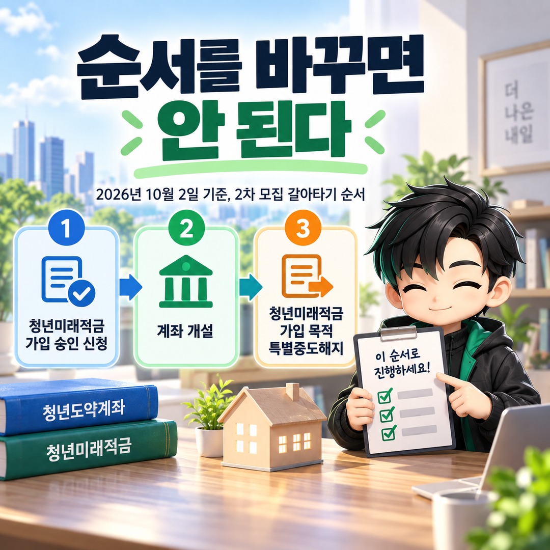 청년도약계좌에서 청년미래적금으로 갈아타면 기존 정부기여금·비과세 혜택은 유지된다 - 순서를 바꾸면 안 된다 핵심 내용을 정리한 정보형 이미지