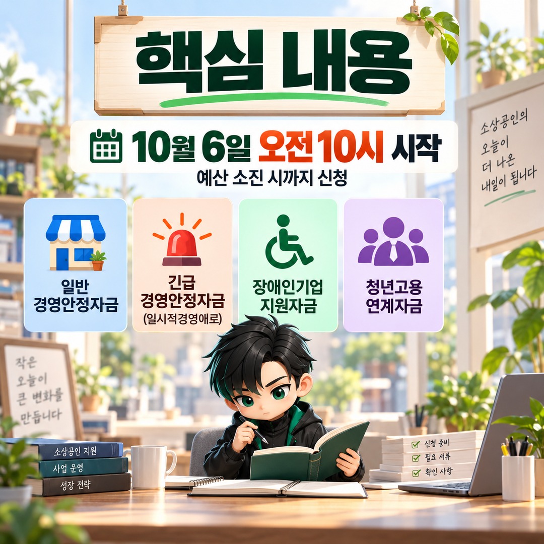 2026년 소상공인 정책자금 4분기 대리대출, 10월 6일 오전 10시 시작…신청 대상은 4가지로 나뉜다 - 핵심 내용 핵심 내용을 정리한 정보형 이미지
