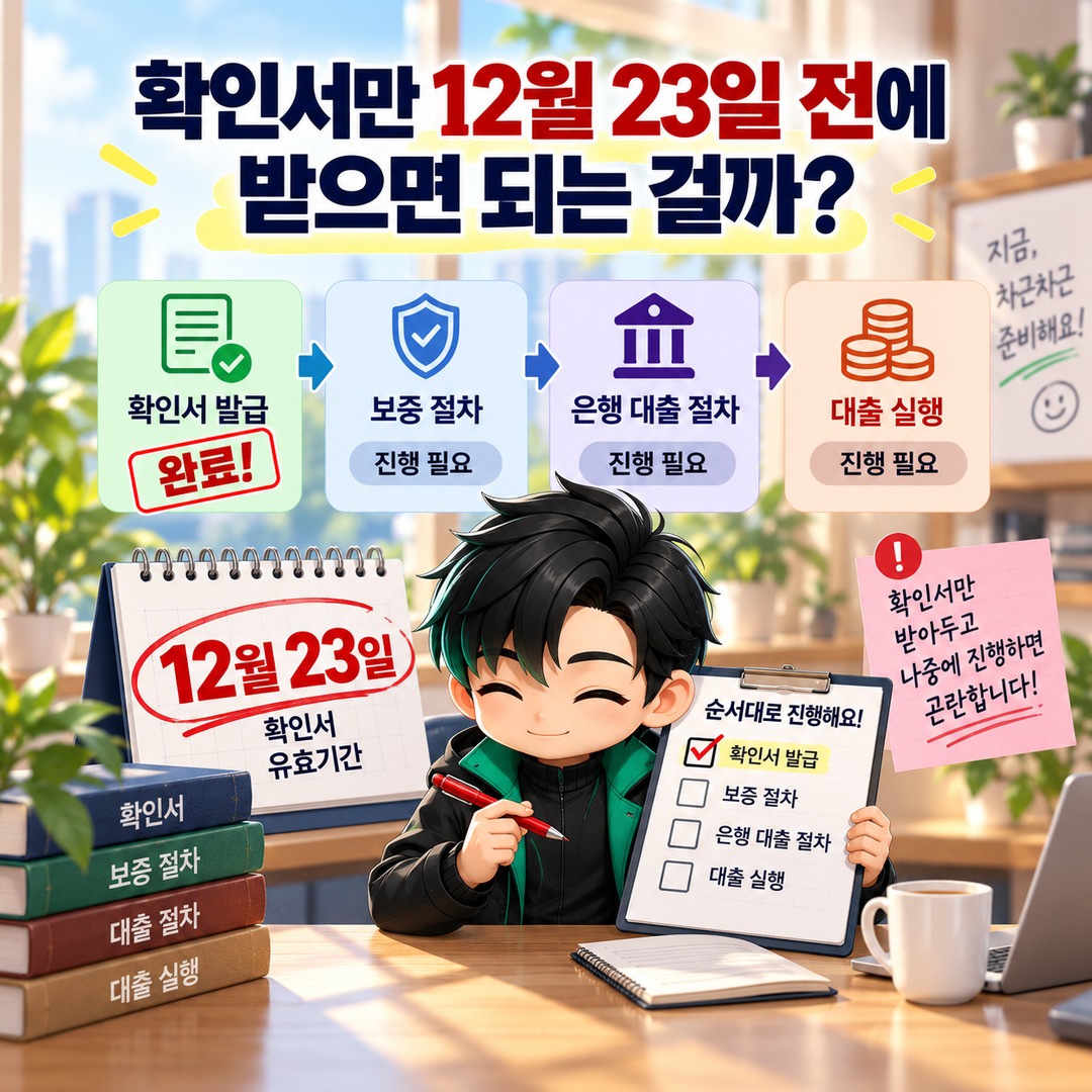 소상공인 정책자금 4분기 확인서, 12월 23일까지 은행 대출 실행을 끝내야 할까? - 확인서만 12월 23일 전에 받으면 되는 걸까? 핵심 내용을 정리한 정보형 이미지