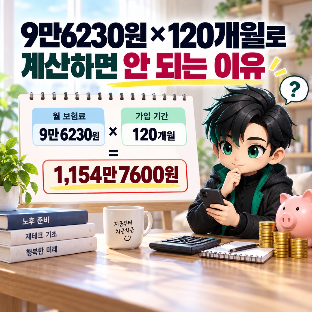 전업주부 국민연금 월 9만6230원씩 10년 내면 얼마 받나? 2026 예상액은 22만6090원 - 9만6230원 × 120개월로 계산하면 안 되는 이유 핵심 내용을 정리한 정보형 이미지