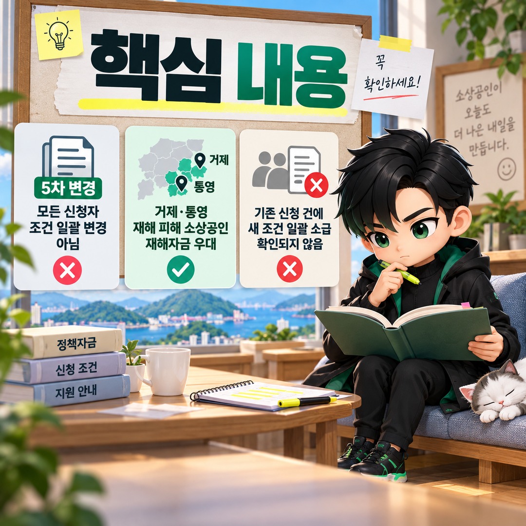 2026 소상공인 정책자금 5차 변경, 기존 신청자는 새 조건이 자동 적용될까 - 핵심 내용 핵심 내용을 정리한 정보형 이미지