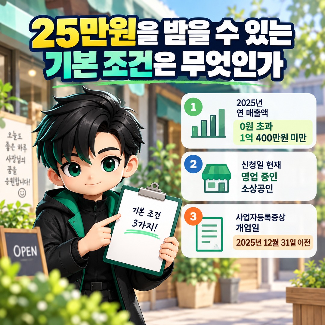 소상공인 경영안정 바우처 25만원, 10월에도 신청 가능한 조건과 확인 순서 - 25만원을 받을 수 있는 기본 조건은 무엇인가 핵심 내용을 정리한 정보형 이미지