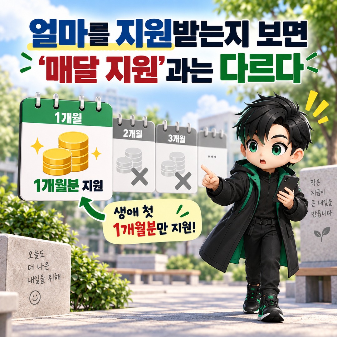 2009년생 국민연금 첫 보험료 지원, 소득 없어도 신청 가능하고 부모도 대신 신청할 수 있다 - 얼마를 지원받는지 보면 ‘매달 지원’과는 다르다 핵심 내용을 정리한 정보형 이미지
