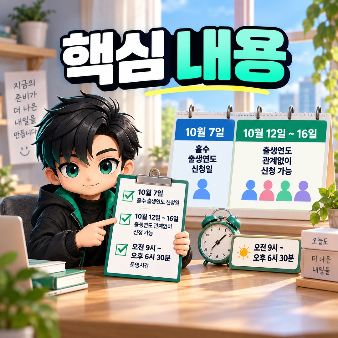 청년미래적금 10월 7일 놓쳐도 12일부터 다시 신청 가능, 마감은 16일 - 핵심 내용 핵심 내용을 정리한 정보형 이미지