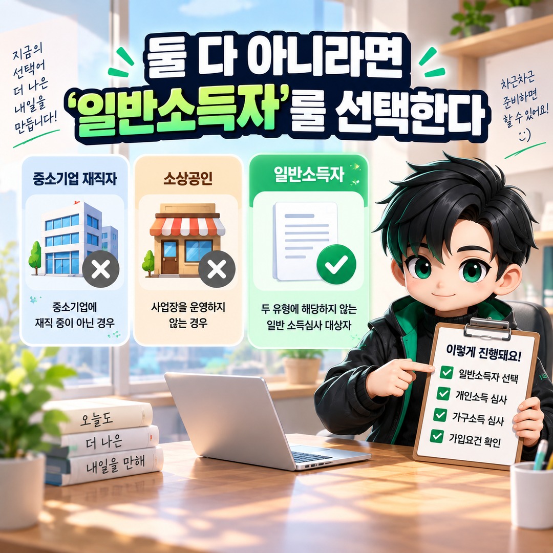 청년미래적금 신청 유형, 일반소득자·중소기업 재직자·소상공인 중 무엇을 선택할까 - 둘 다 아니라면 ‘일반소득자’를 선택한다 핵심 내용을 정리한 정보형 이미지
