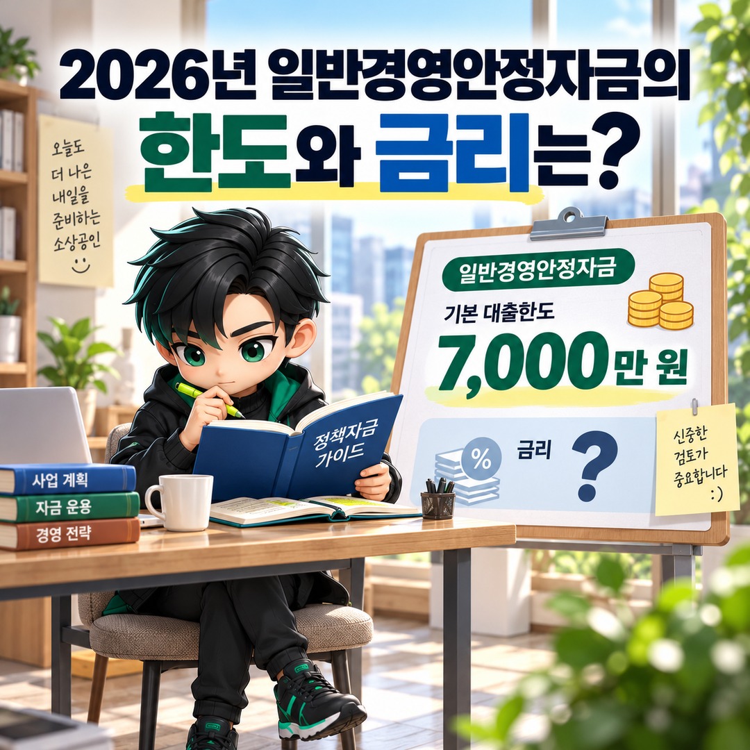 2026년 10월 소상공인 일반경영안정자금, 매출 감소 없이 신청할 때 확인할 조건 - 2026년 일반경영안정자금의 한도와 금리는? 핵심 내용을 정리한 정보형 이미지