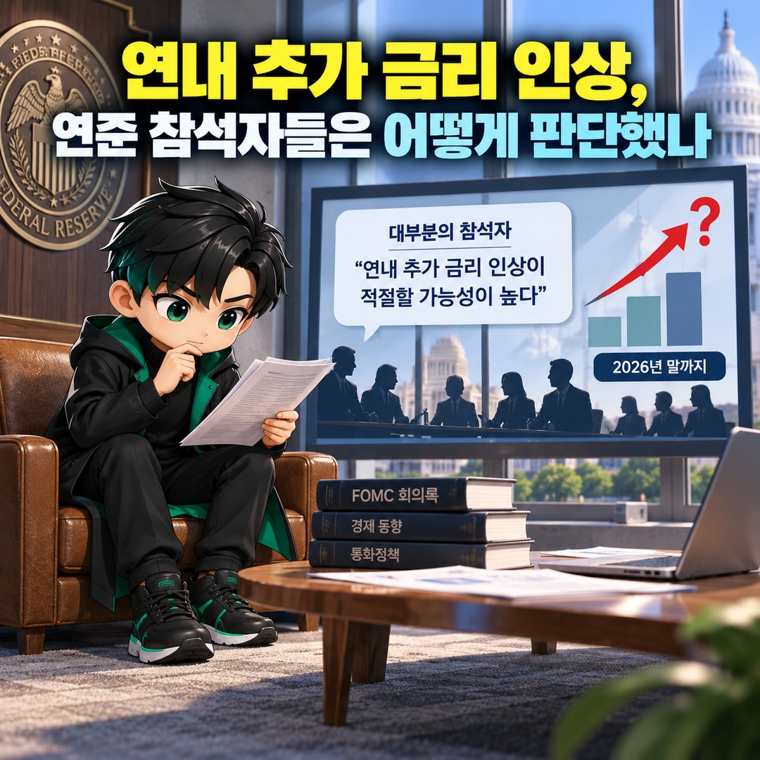 FED 회의록 공개, 미국 금리 3.75~4.00% 결정 뒤 추가 인상 논의는 어디까지 갔나 - 연내 추가 금리 인상, 연준 참석자들은 어떻게 판단했나 핵심 내용을 정리한 정보형 이미지