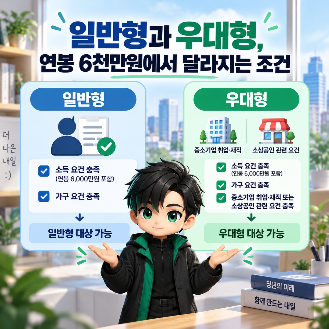 청년미래적금 2차 신청, 연봉 6천만원 정부기여금 받는 조건과 10월 마감일 - 일반형과 우대형, 연봉 6천만원에서 달라지는 조건 핵심 내용을 정리한 정보형 이미지