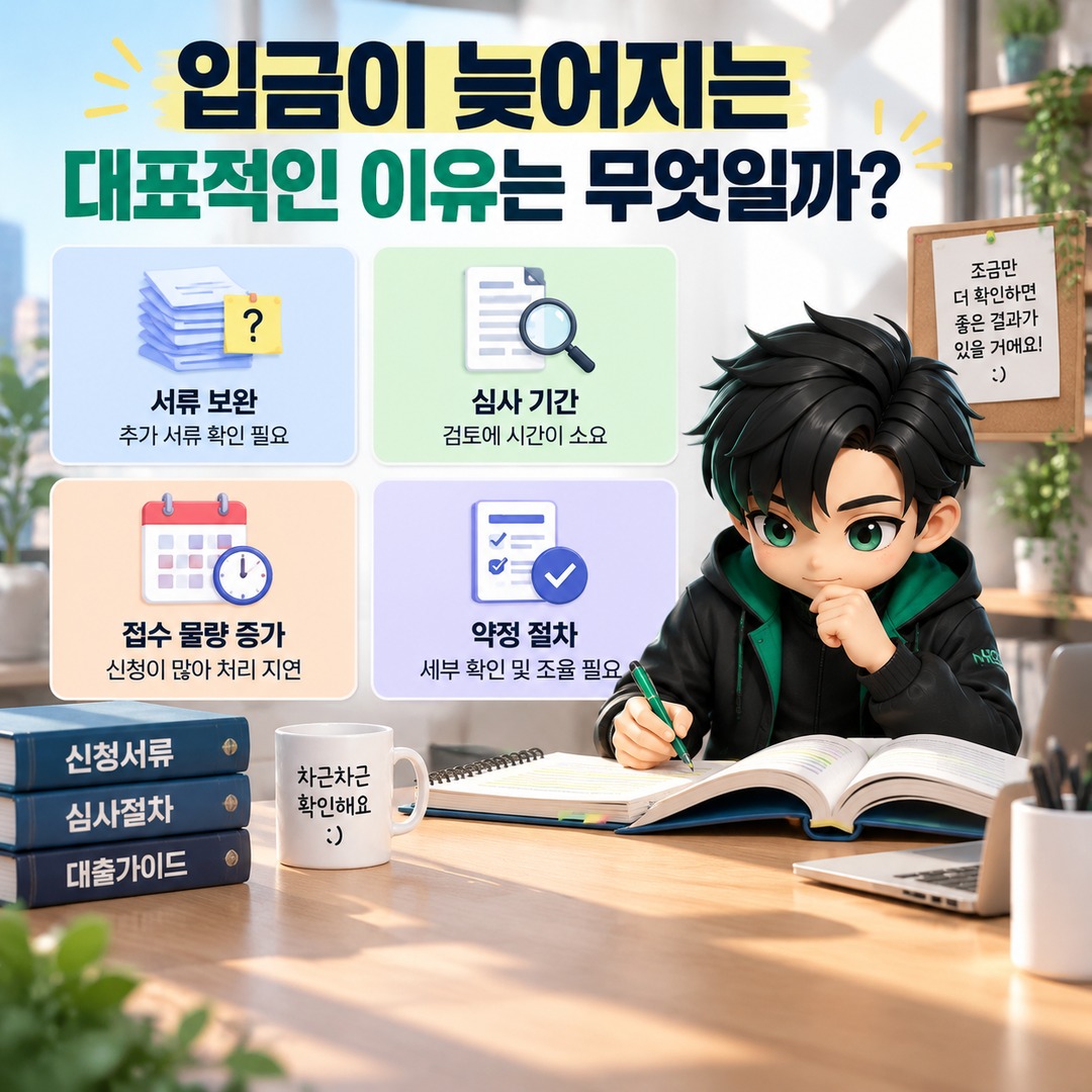 소상공인 정책자금 직접대출 신청 후 언제 입금될까? 심사부터 실행까지 걸리는 시간 확인법 - 입금이 늦어지는 대표적인 이유는 무엇일까? 핵심 내용을 정리한 정보형 이미지