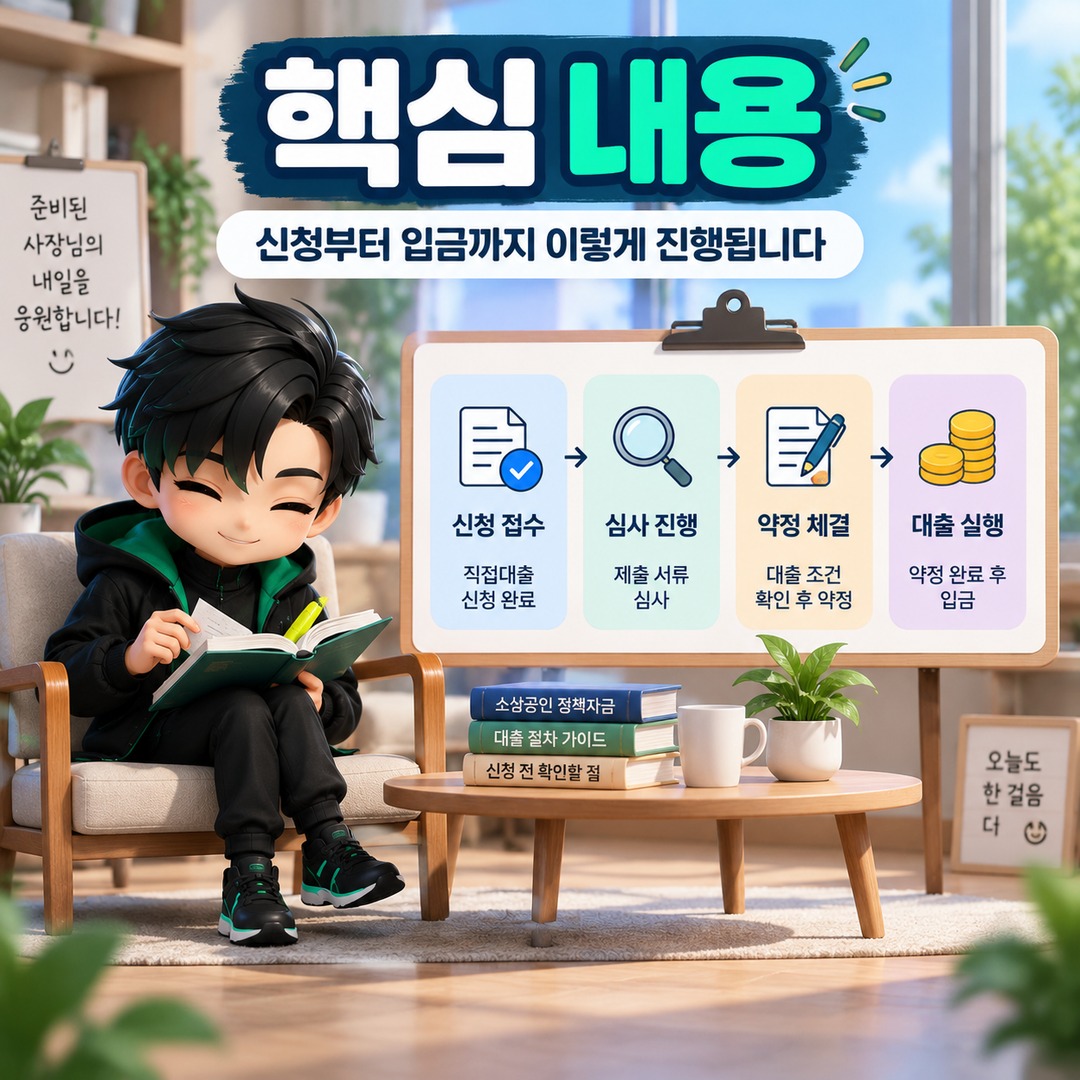 소상공인 직접대출 신청 후 승인까지 얼마나 걸릴까? 접수 다음 단계와 입금 전 확인할 점 - 핵심 내용 핵심 내용을 정리한 정보형 이미지