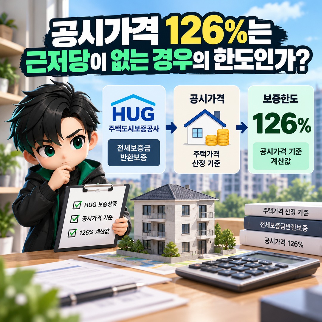 빌라 전세보증보험 공시가격 126% 이내라도 근저당이 있으면 가입 조건이 달라진다 - 공시가격 126%는 근저당이 없는 경우의 한도인가? 핵심 내용을 정리한 정보형 이미지