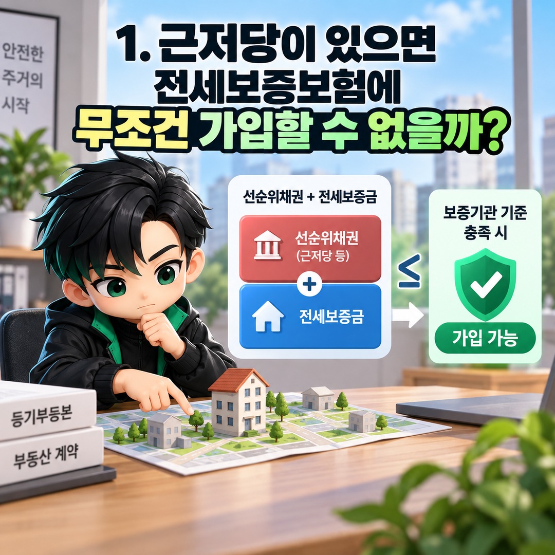 전세보증보험 가입 전 근저당 말소하면 가능할까? 잔금일 동시말소와 확인 방법 - 1. 근저당이 있으면 전세보증보험에 무조건 가입할 수 없을까? 핵심 내용을 정리한 정보형 이미지