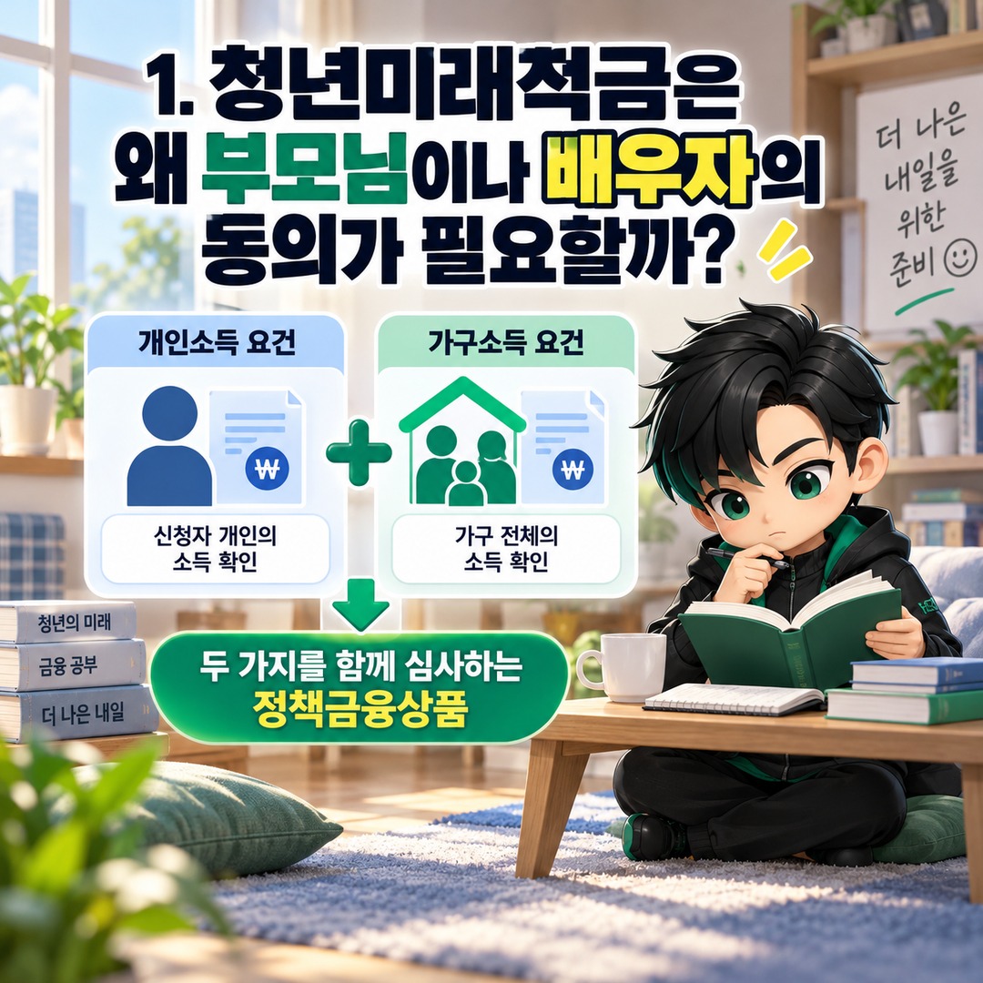 청년미래적금 가구원 동의 안 하면 심사 탈락할까? 2026년 2차 가구소득 확인 방법 - 1. 청년미래적금은 왜 부모님이나 배우자의 동의가 필요할까? 핵심 내용을 정리한 정보형 이미지