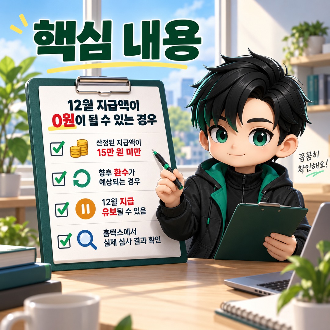 2026 Earned Income Tax Credit Payment of KRW 0 in December? How to Check the KRW 150,000 Threshold, Asset Requirements, and Payment Deferrals - Informational image summarizing the