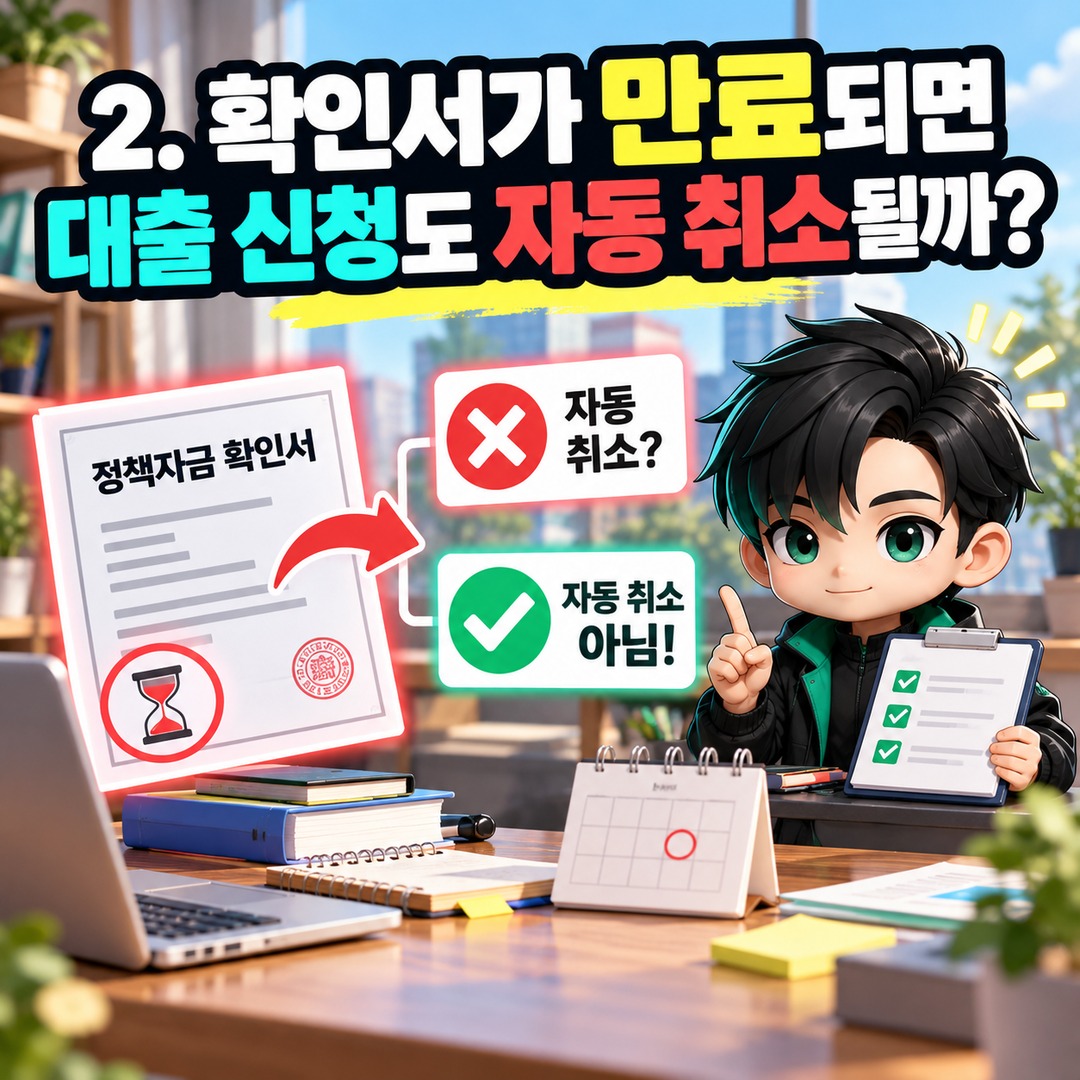 2026 소상공인 정책자금 확인서 유효기간 지나면? 60일·90일 혼동과 재신청 방법 - 2. 확인서가 만료되면 대출 신청도 자동 취소될까? 핵심 내용을 정리한 정보형 이미지