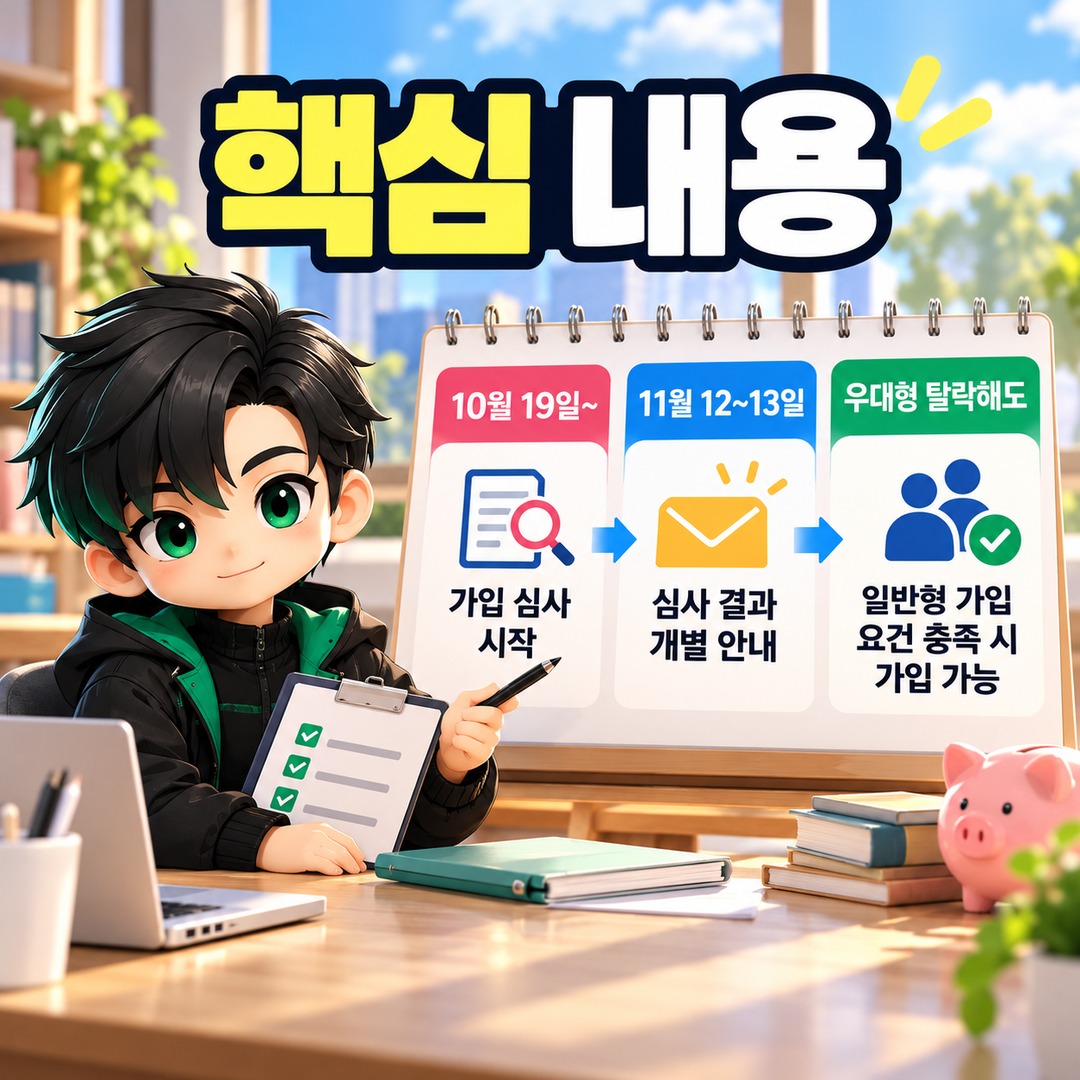 2026 청년미래적금 2차 심사 결과 11월 발표, 우대형 탈락 시 일반형 가입 조건 - 핵심 내용 핵심 내용을 정리한 정보형 이미지