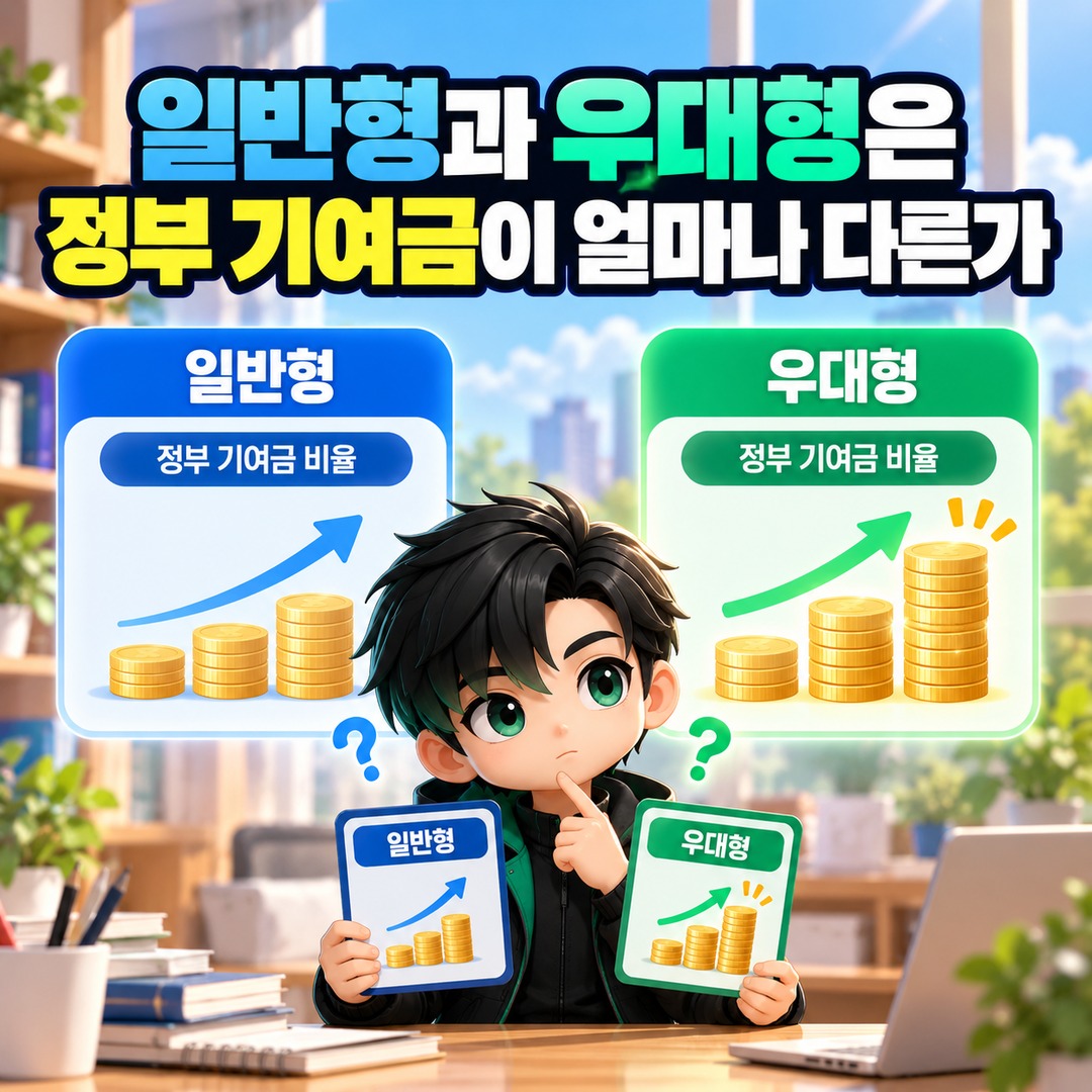 2026 청년미래적금 2차 심사 결과 11월 발표, 우대형 탈락 시 일반형 가입 조건 - 일반형과 우대형은 정부 기여금이 얼마나 다른가 핵심 내용을 정리한 정보형 이미지