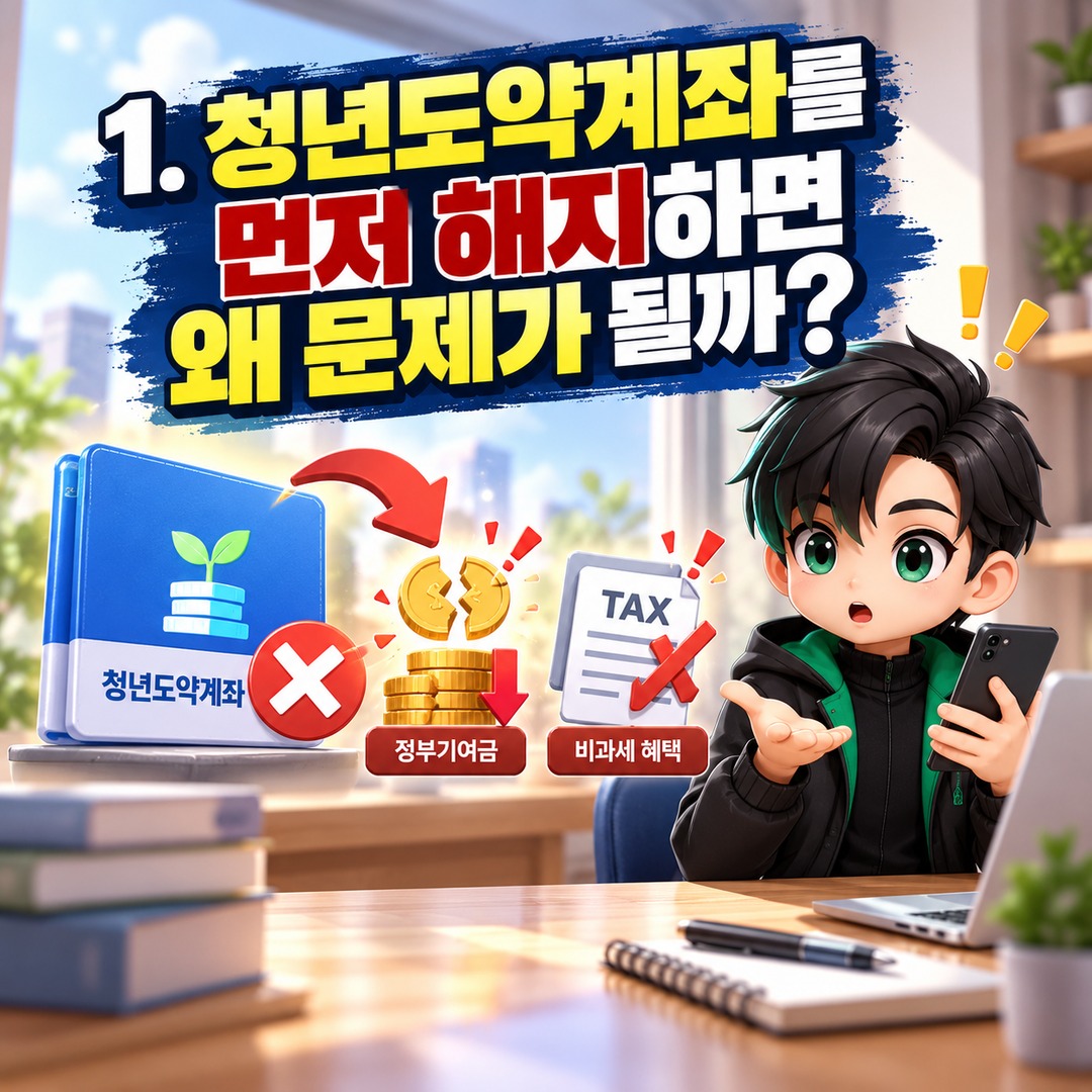청년도약계좌에서 청년미래적금 갈아타기, 먼저 해지하면 안 되는 이유와 11월 신청 순서 - 1. 청년도약계좌를 먼저 해지하면 왜 문제가 될까? 핵심 내용을 정리한 정보형 이미지
