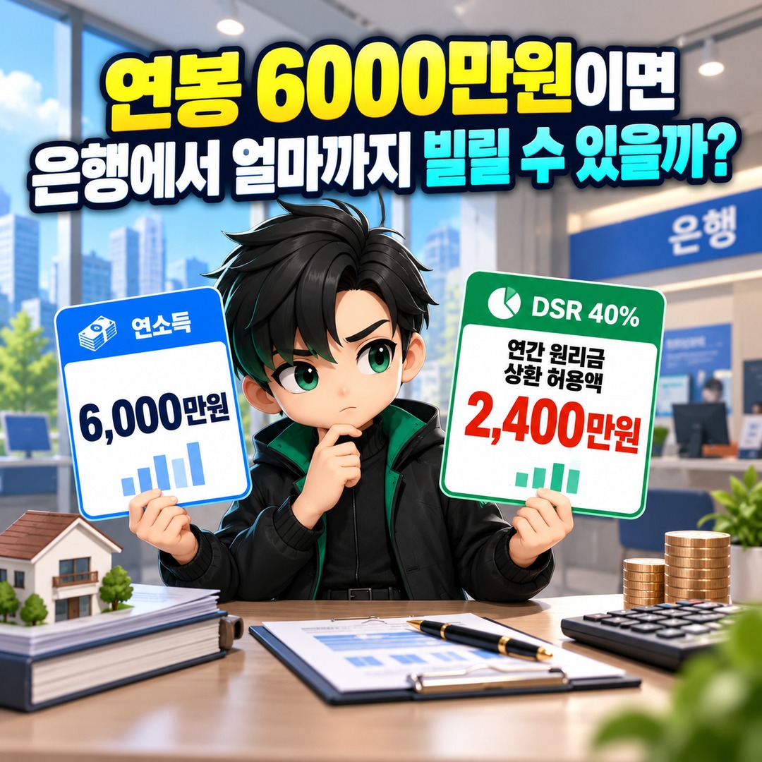 연봉 6000만원 주담대 한도, 2026년 10월 수도권·지방 차이와 신용대출 반영 계산 - 연봉 6000만원이면 은행에서 얼마까지 빌릴 수 있을까? 핵심 내용을 정리한 정보형 이미지
