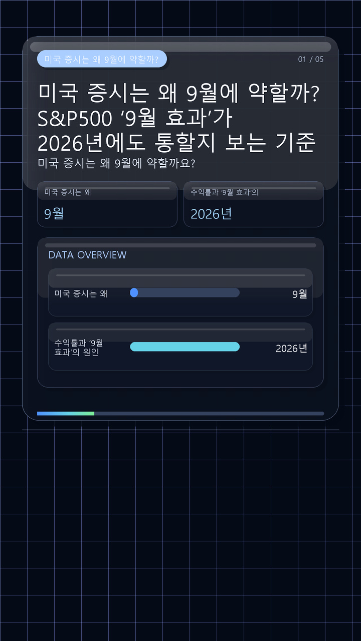 미국 증시는 왜 9월에 약할까? S&P500 ‘9월 효과’가 2026년에도 통할지 보는 기준