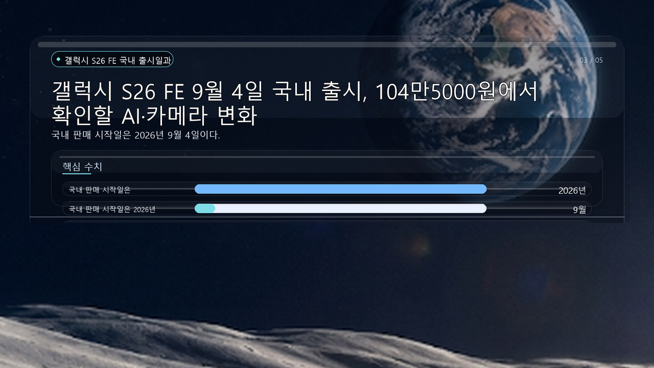 갤럭시 S26 FE 9월 4일 국내 출시, 104만5000원에서 확인할 AI·카메라 변화 - 갤럭시 S26 FE 국내 출시일과 가격은 어떻게 되나 핵심 내용을 정리한 정보형 이미지