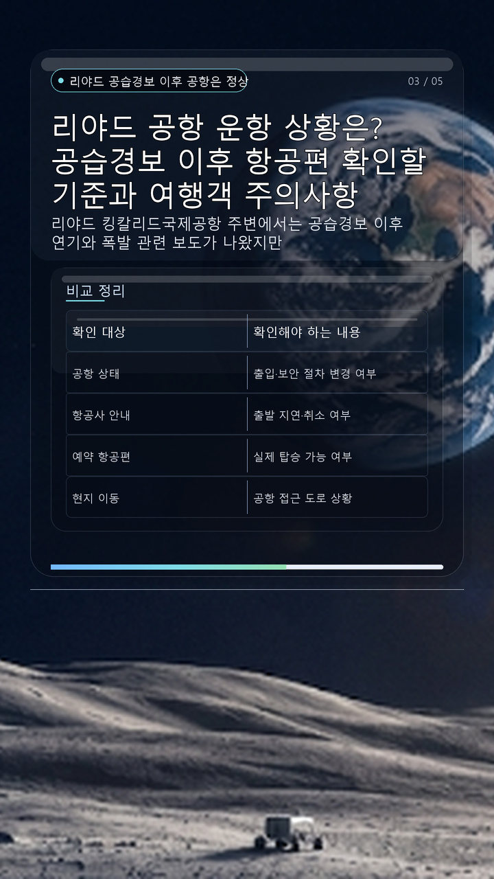 리야드 공항 운항 상황은? 공습경보 이후 항공편 확인할 기준과 여행객 주의사항 - 리야드 공습경보 이후 공항은 정상 운영되고 있을까? 핵심 내용을 정리한 정보형 이미지