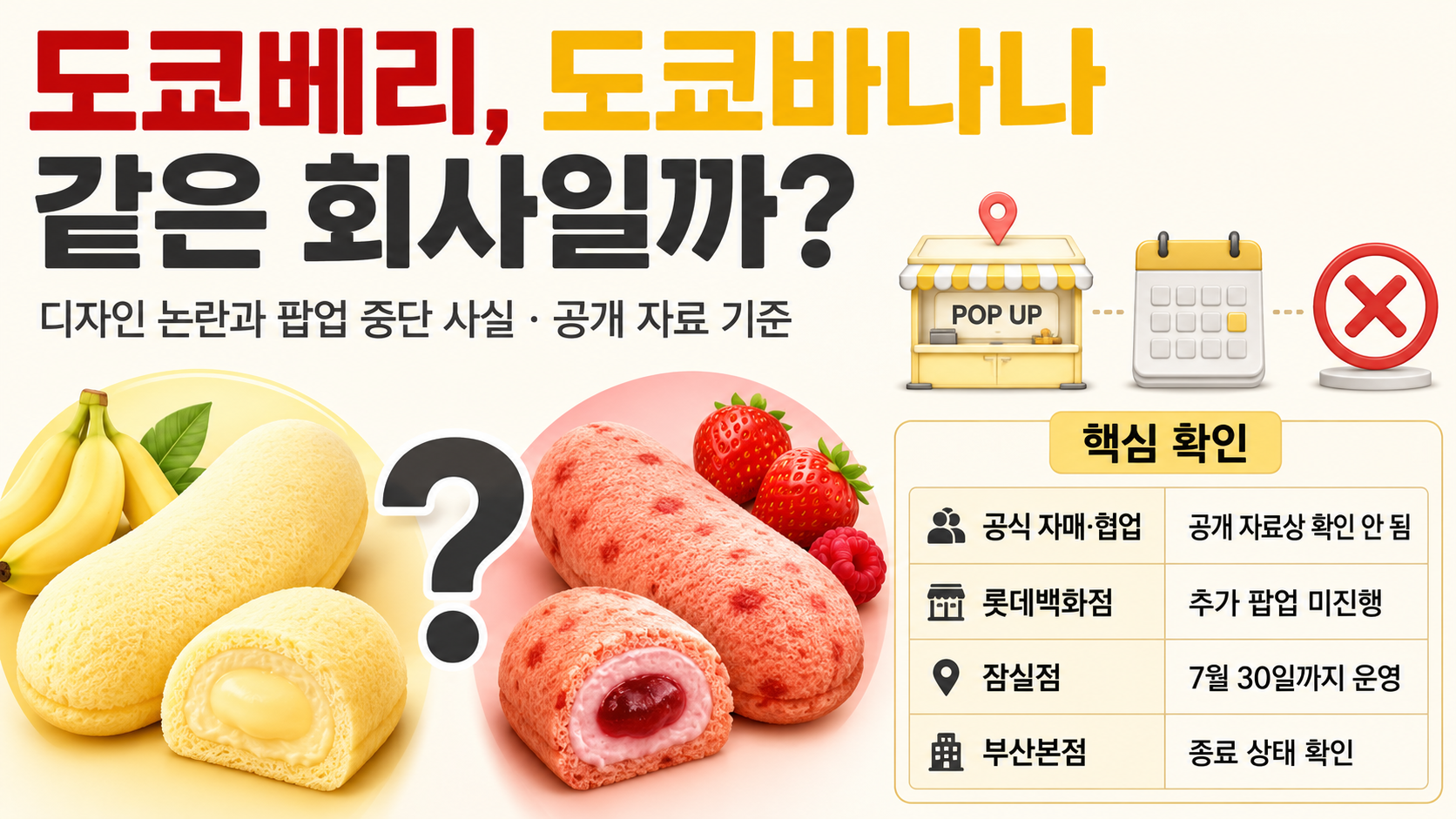 도쿄베리 도쿄바나나 같은 회사일까? 디자인 논란과 팝업 중단 사실 핵심 내용 정보형 썸네일