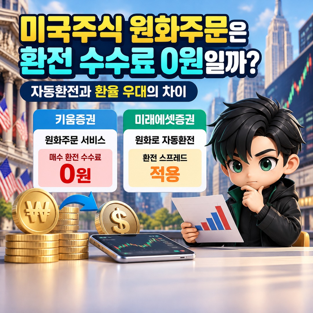 미국주식 원화주문은 환전 수수료 0원일까? 자동환전과 환율 우대의 차이 핵심 내용 정보형 썸네일