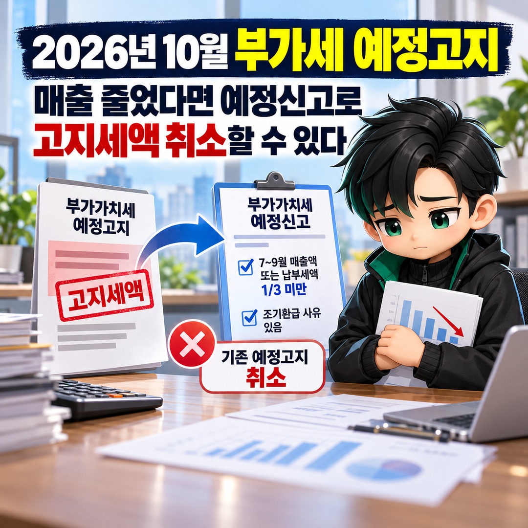 Informational thumbnail highlighting the key points of the October 2026 VAT advance notice and how businesses with declining sales may cancel the assessed amount by filing an interim return