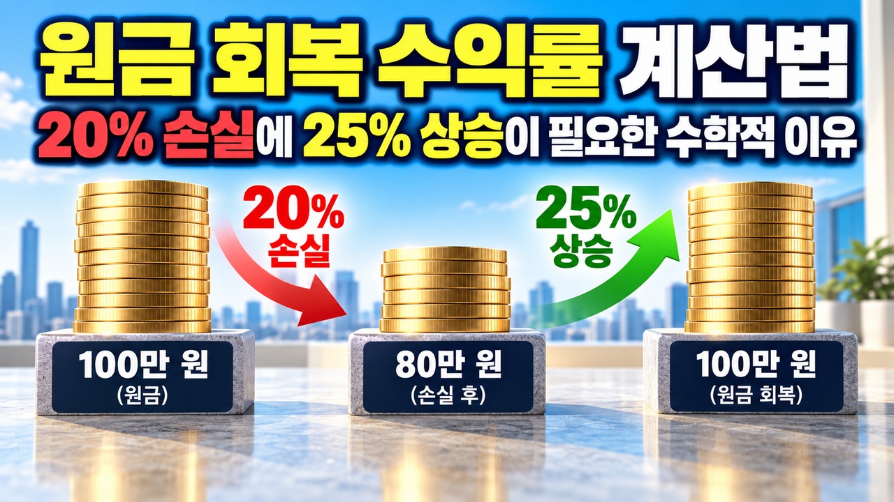 Informational thumbnail explaining how to calculate the return needed to recover an investment, including why a 20% loss requires a 25% gain
