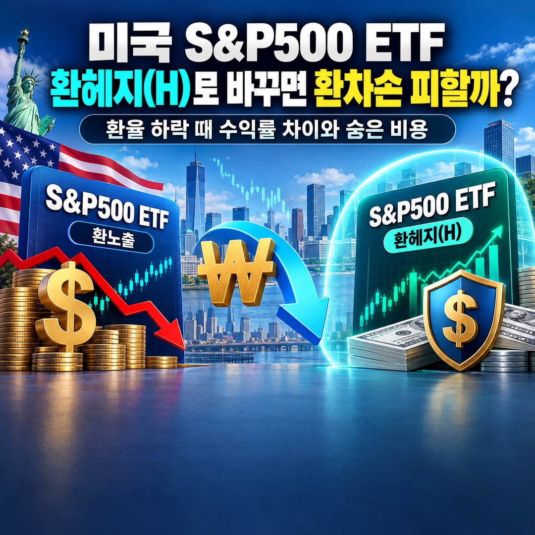 Informational thumbnail highlighting the key points of whether switching to a U.S. S&P500 currency-hedged (H) ETF can prevent foreign exchange losses, the differences in returns when the exchange rate falls, and hidden costs
