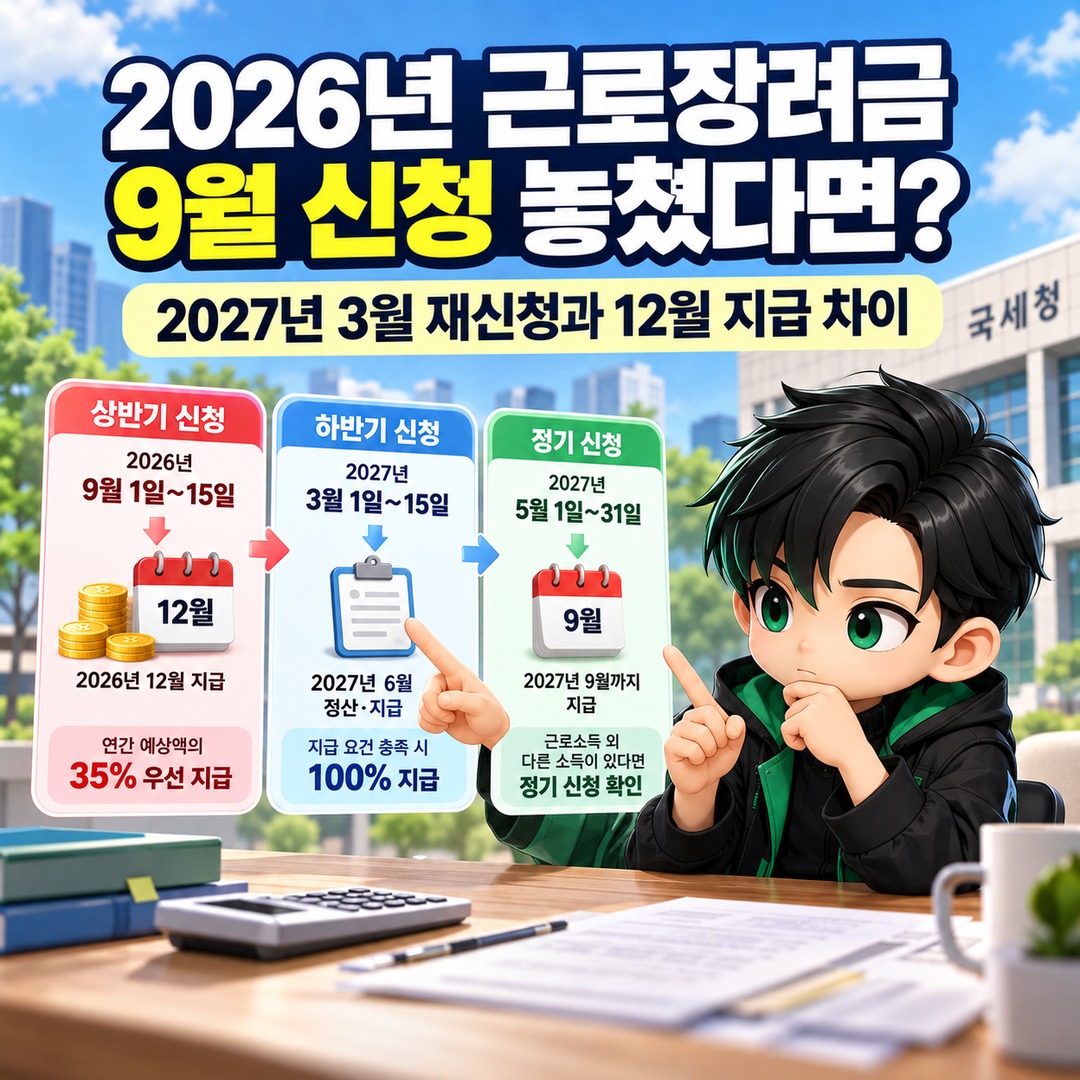 Informational thumbnail highlighting the key differences between missing the September 2026 Earned Income Tax Credit application, reapplying in March 2027, and receiving payment in December