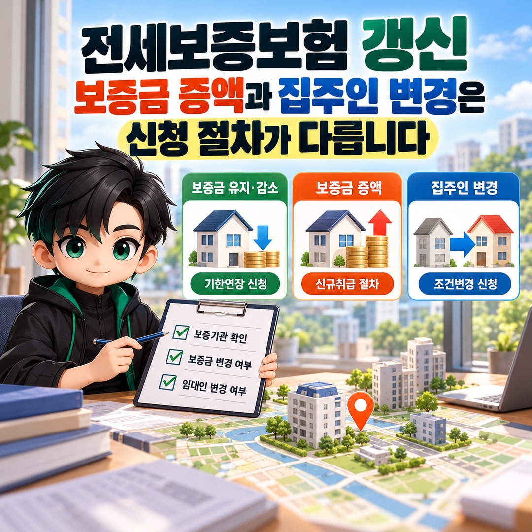 전세보증보험 갱신, 보증금 증액과 집주인 변경은 신청 절차가 다릅니다 핵심 내용 정보형 썸네일
