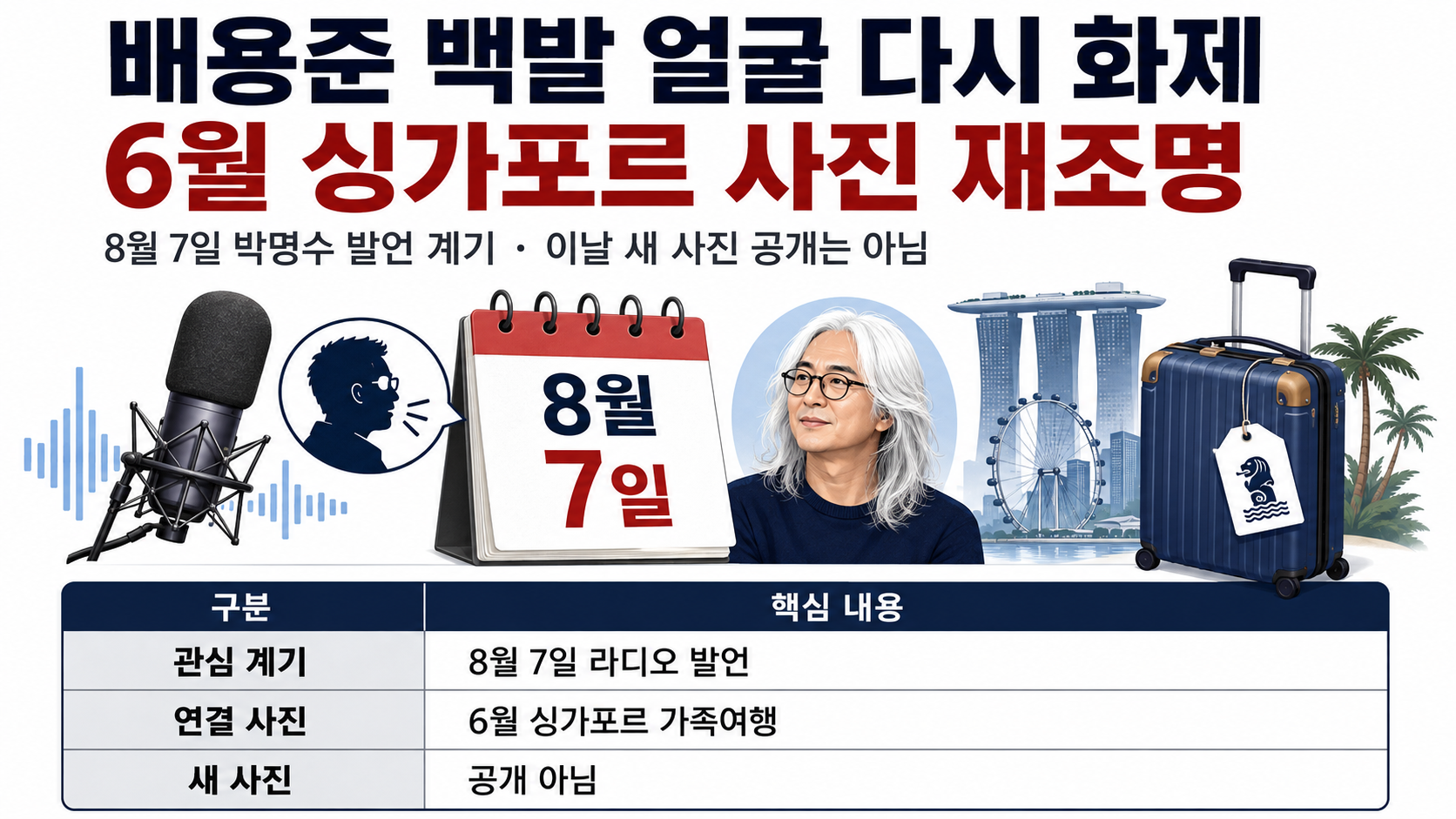 배용준 백발 얼굴 다시 화제, 6월 싱가포르 사진과 박명수 발언 정리