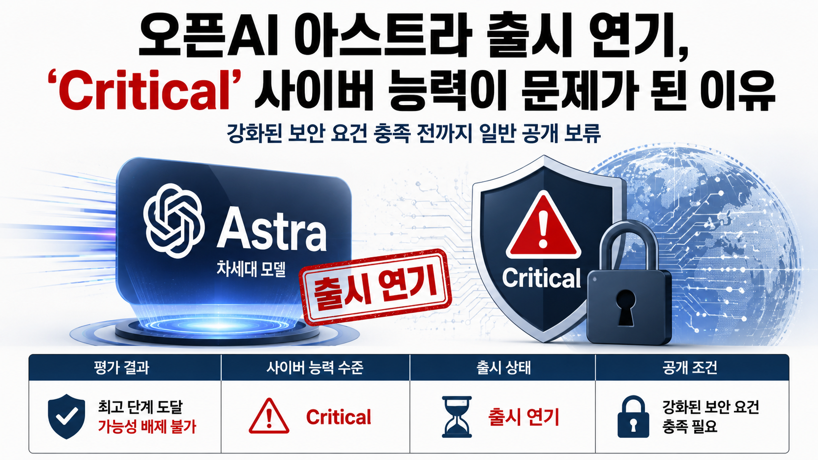 오픈AI 아스트라 출시 연기, ‘Critical’ 사이버 능력이 문제가 된 이유