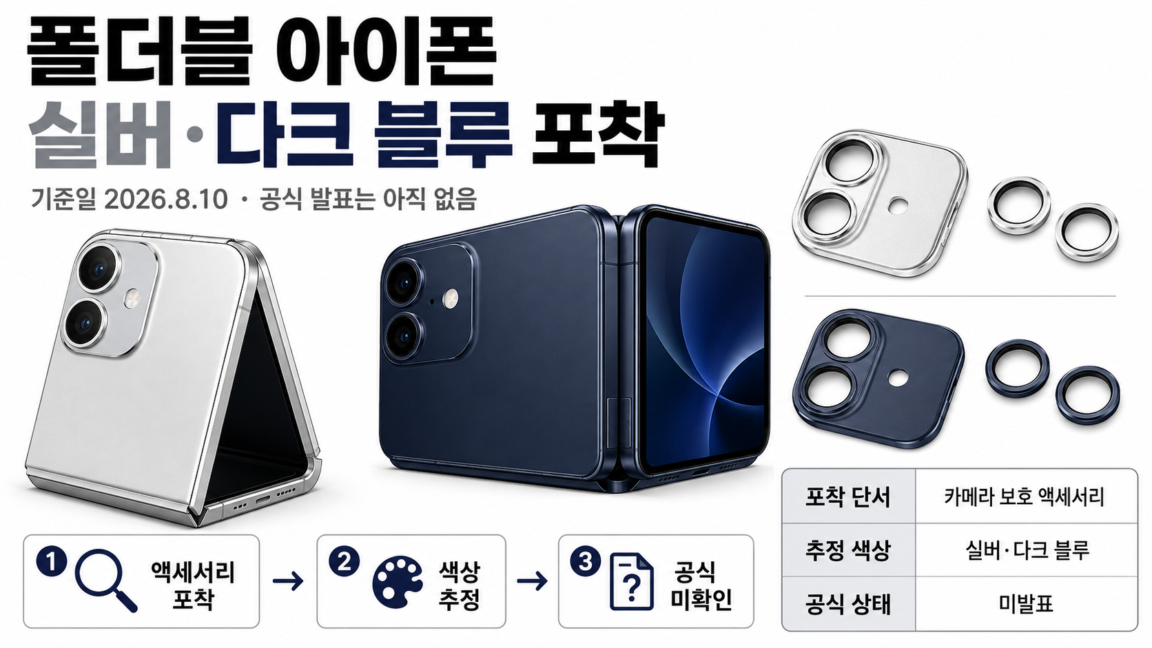 폴더블 아이폰 실버·다크 블루 포착, 실제 출시 색상으로 볼 수 있을까