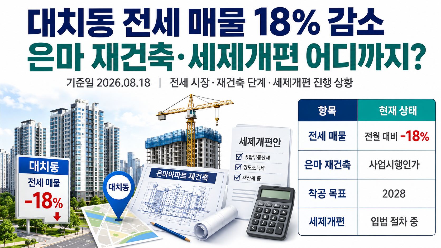 대치동 전세 매물 한 달 새 18% 감소, 은마 재건축·세제개편은 어디까지 왔나