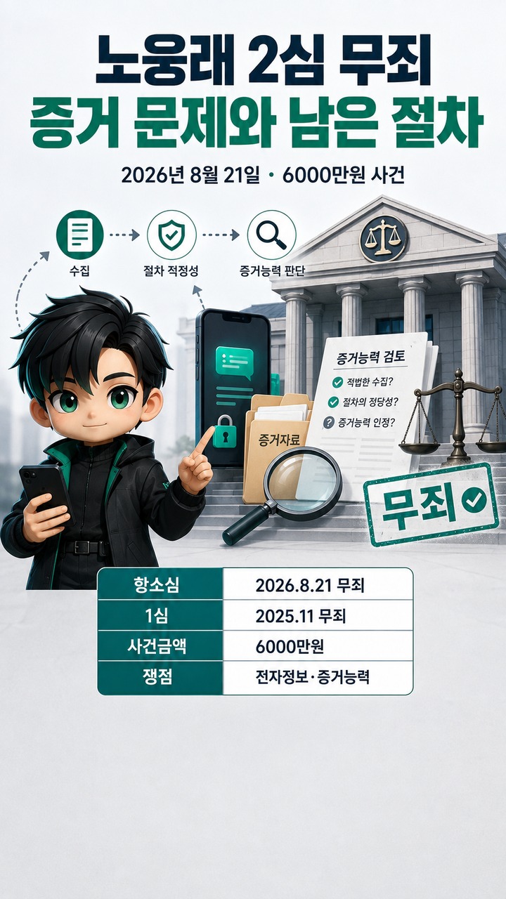 노웅래 2심 무죄, 6000만원 사건에서 법원이 다시 본 증거 문제와 남은 절차