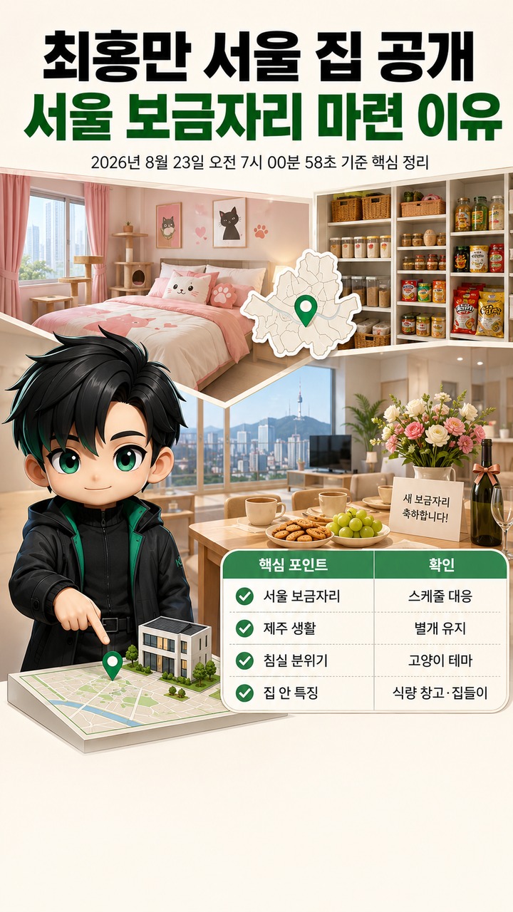 최홍만 서울 집 공개, 제주서 지내던 그가 서울에 보금자리 마련한 이유와 집 안 풍경