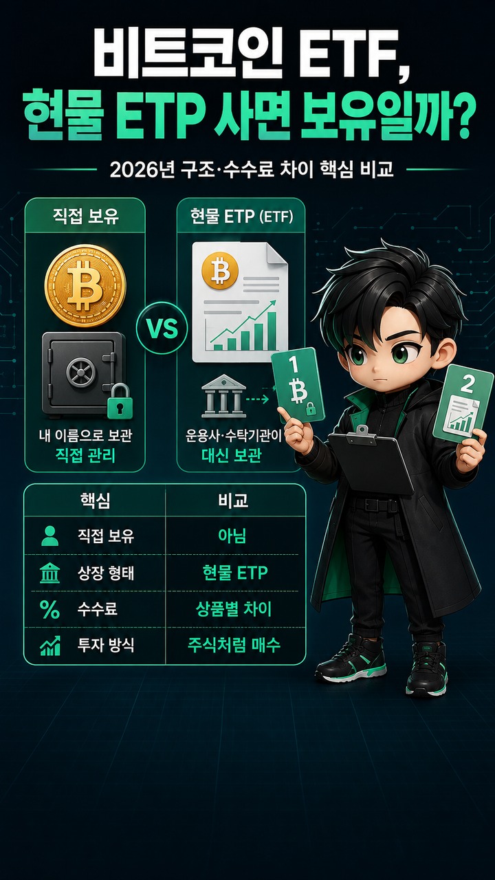비트코인 ETF, 현물 ETP를 사면 비트코인을 갖는 걸까…2026년 구조와 수수료 차이