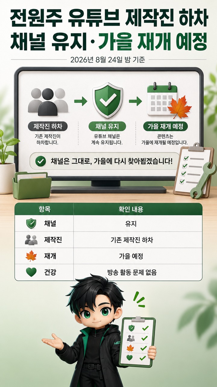 전원주 유튜브 제작진 하차 뒤 확인된 상황, 채널 유지·가을 재개 예정