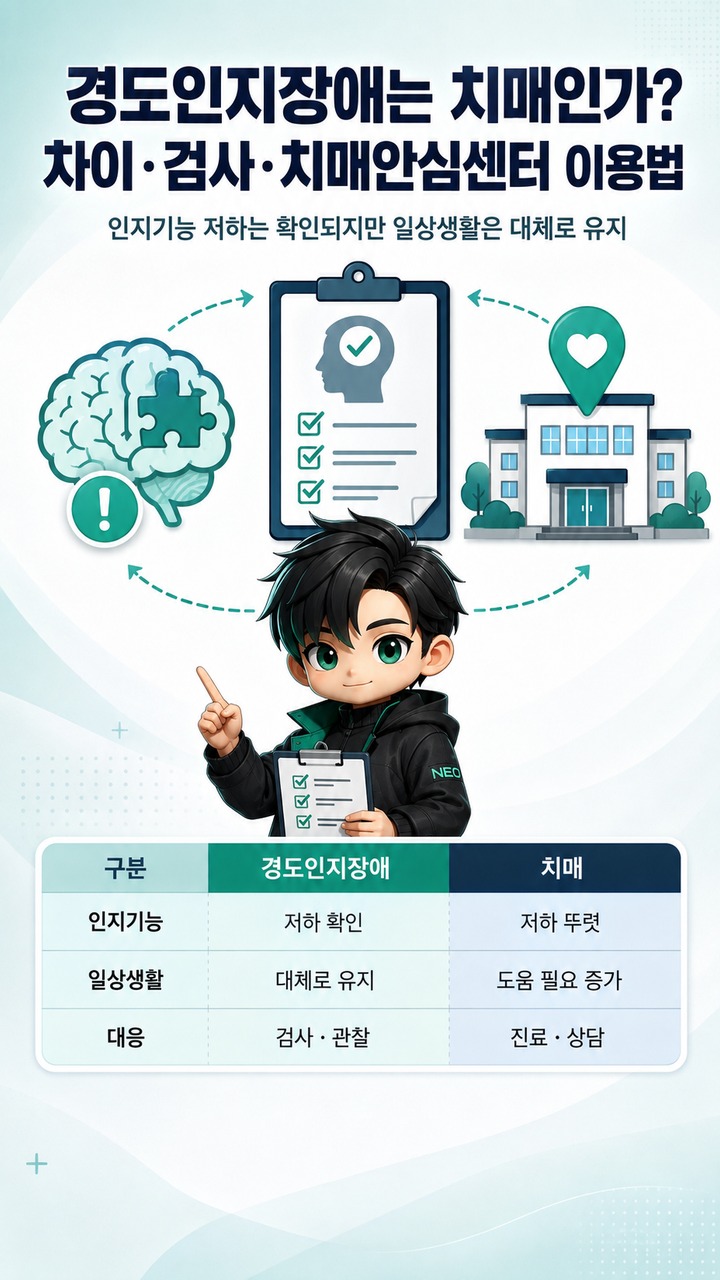 경도인지장애는 치매인가? 차이·검사·치매안심센터 이용법