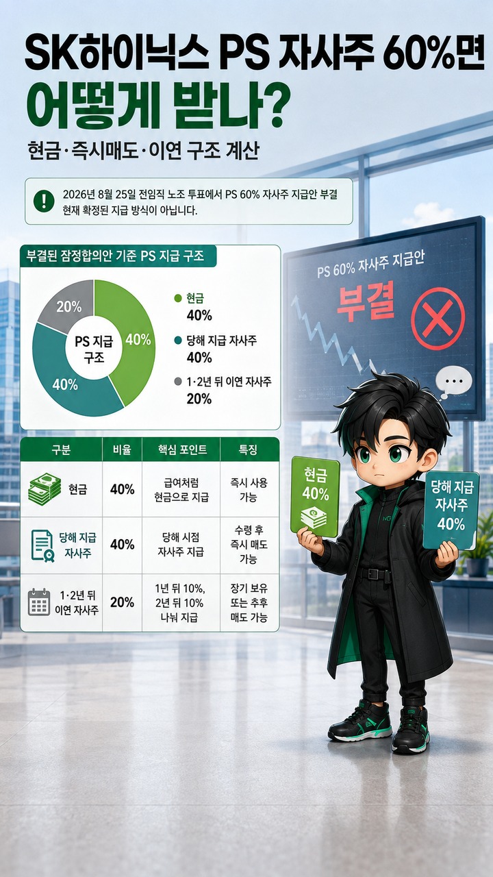 SK하이닉스 PS 자사주 60%면 어떻게 받나? 현금·즉시매도·이연 구조 계산
