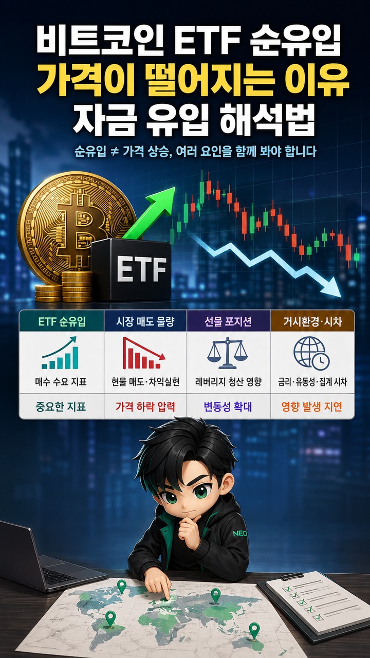 비트코인 현물 ETF 순유입인데 가격이 떨어지는 이유, 자금 유입 해석법