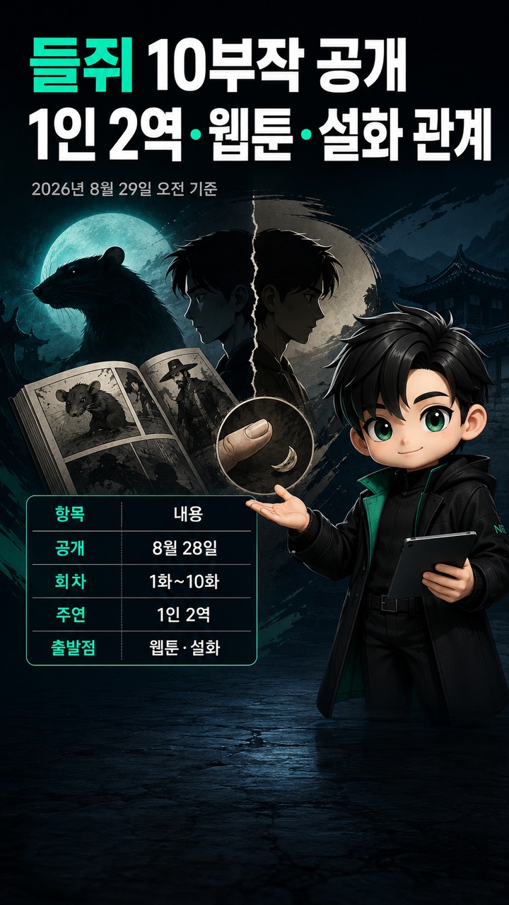 들쥐 10부작 공개, 류준열 1인 2역과 웹툰·손톱 먹은 들쥐 설화의 관계