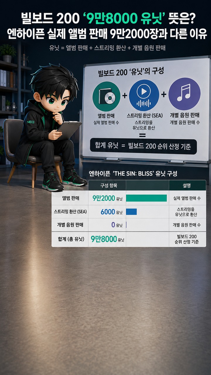 빌보드 200 ‘9만8000 유닛’ 뜻은? 엔하이픈 실제 앨범 판매 9만2000장과 다른 이유