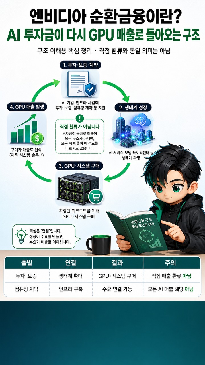 엔비디아 순환금융이란? AI 투자금이 다시 GPU 매출로 돌아오는 구조와 투자자가 볼 숫자