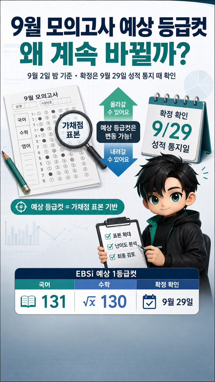 9월 모의고사 예상 등급컷 왜 계속 바뀔까? 9월 29일 확정 전 봐야 할 기준