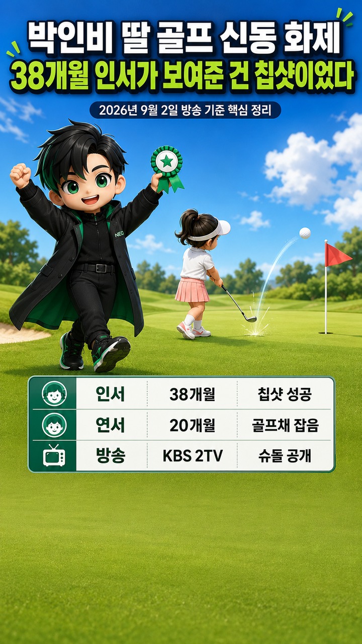 박인비 딸 골프 신동 화제, 38개월 인서가 실제로 보여준 건 칩샷이었다