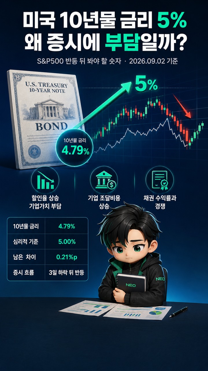 미국 10년물 국채금리 5%가 왜 증시에 부담일까? S&P500 반등 뒤 봐야 할 숫자